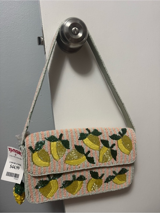 T.J.Maxx Handbags - T.J.Maxx Beaded Lemon Shoulder Bag in Yellow and Cream
